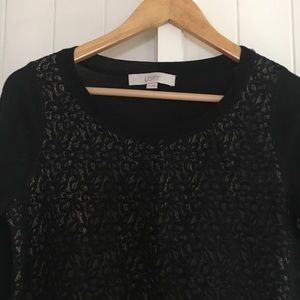 Black lace front sweater